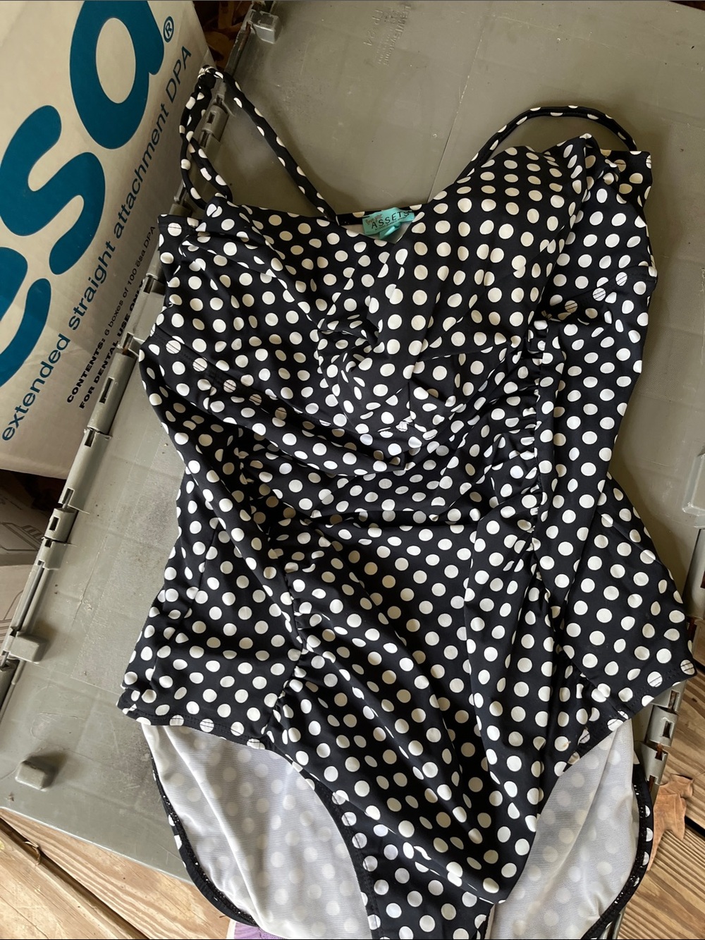 Storia Black and White Polka Dot Girls One-Piece